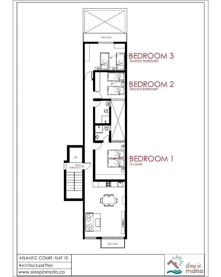 Homestay F10 Room 3, Private Room Two Single Beds Shared Bathroom In Shared Flat Msida